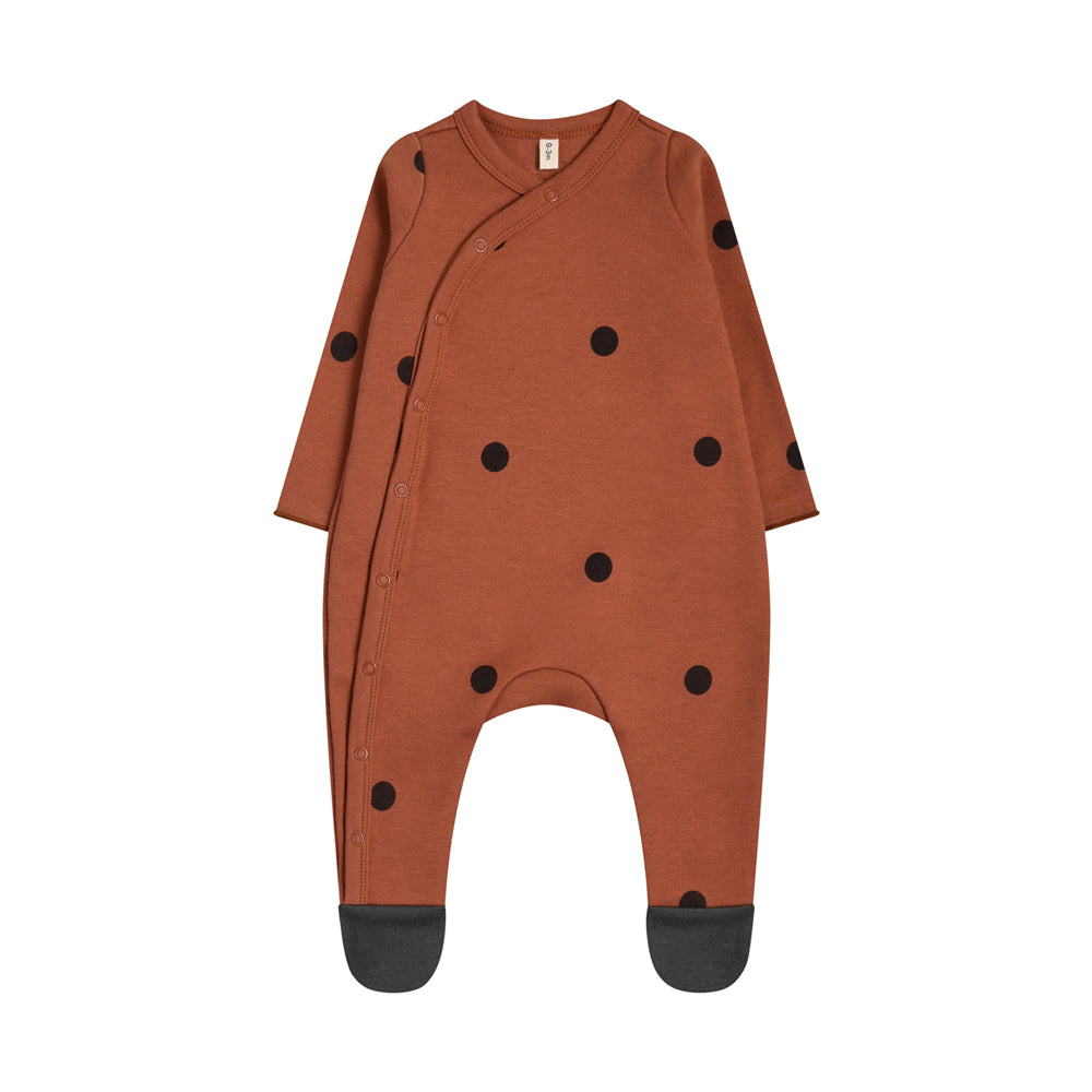 inzelane kids - organic zoo - EARTH DOTS SUIT WITH CONTRAST FEET