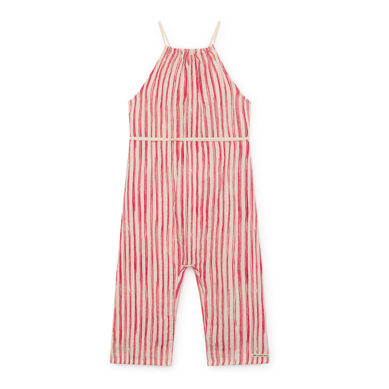 little creative factory - BAMBOO STRIPED JUMPSUIT - Red Stripe