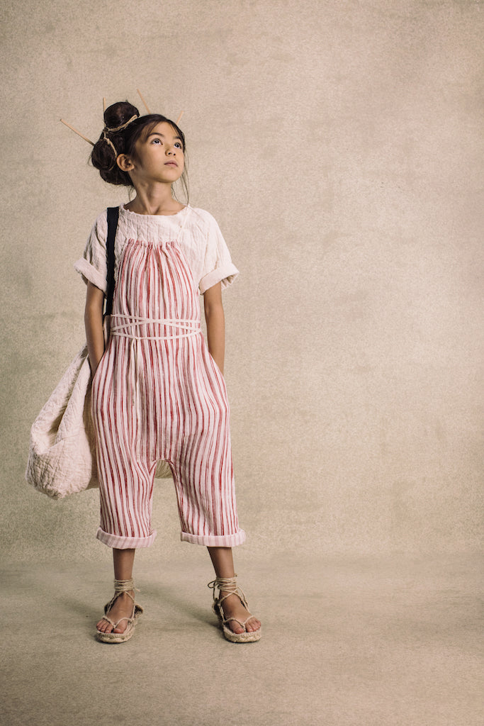 little creative factory - BAMBOO STRIPED JUMPSUIT - Red Stripe