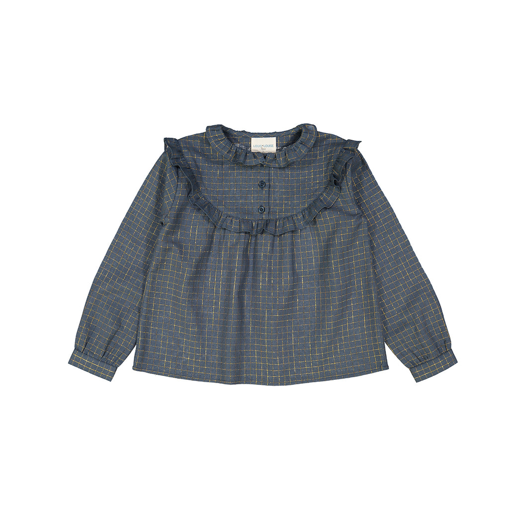 Louis Louise TUNIC AMIE - Blue small check gold lurex